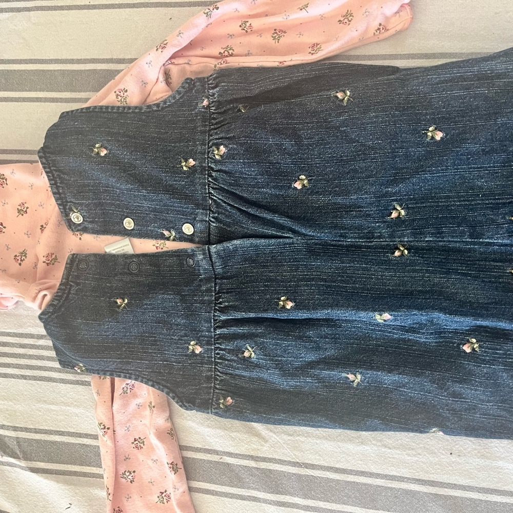 Vintage Y2K Gymboree Toddler Girls Overall Embroidered Set with Turtleneck - Picture 5 of 6